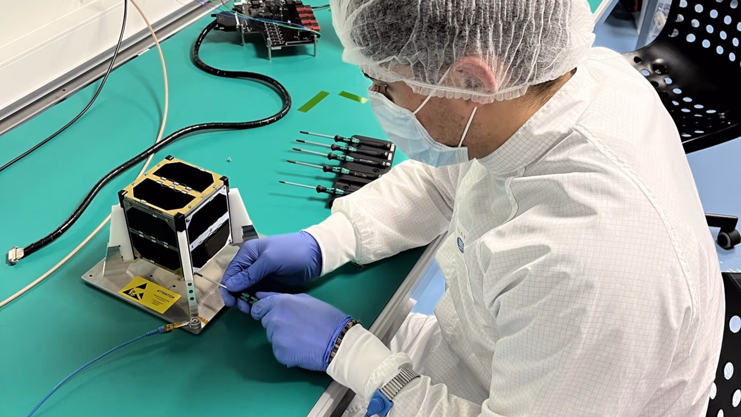 3Cat4 student working on CubeSat Satellite 